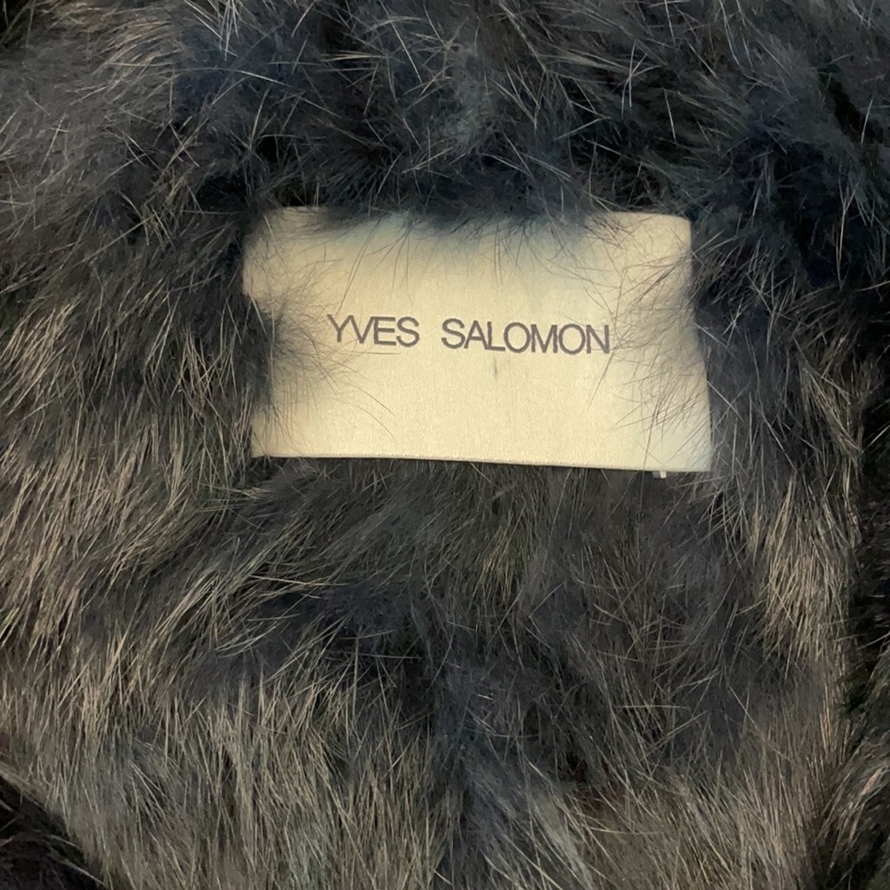 Yves Solomon navy rabbit fur vest size 6 - Picture 2 of 6